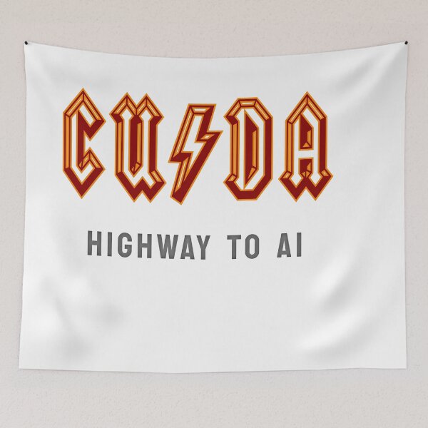 Item preview, CUDA Highway to AI - Artificial Intelligence - ACDC Rockstar AI Scientist tshirt Red on Black designed and sold by VandoorLabs.