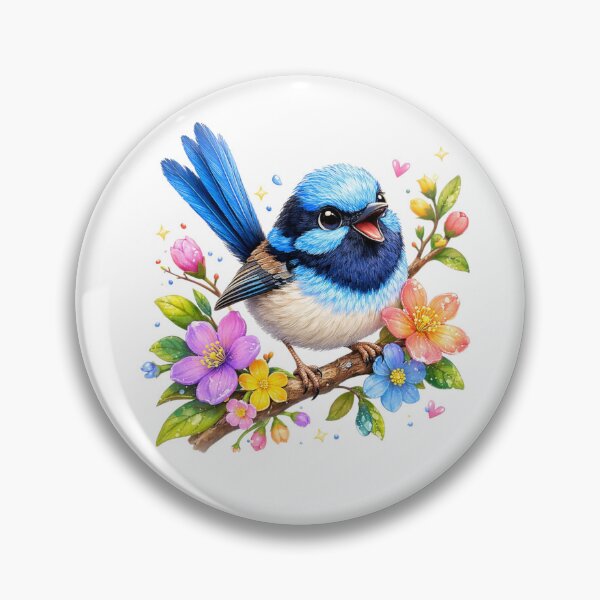 Item preview, Cute Fairywren Bird – Floral Branch Design designed and sold by BirdsRbeautiful.