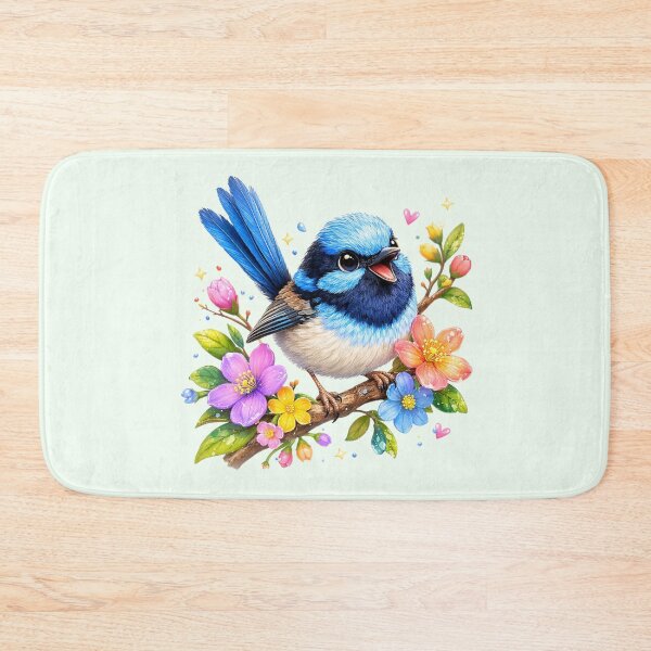Item preview, Cute Fairywren Bird – Floral Branch Design designed and sold by BirdsRbeautiful.