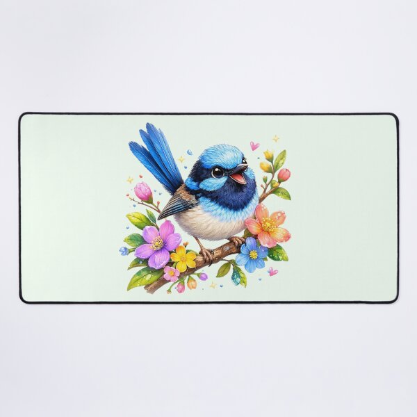 Item preview, Cute Fairywren Bird – Floral Branch Design designed and sold by BirdsRbeautiful.