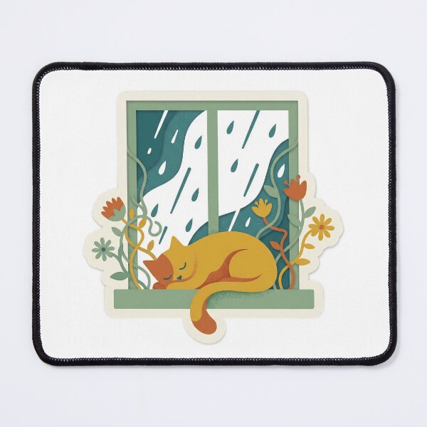 Item preview, Rainy Day Window Dreamer Cat designed and sold by belajarubic.