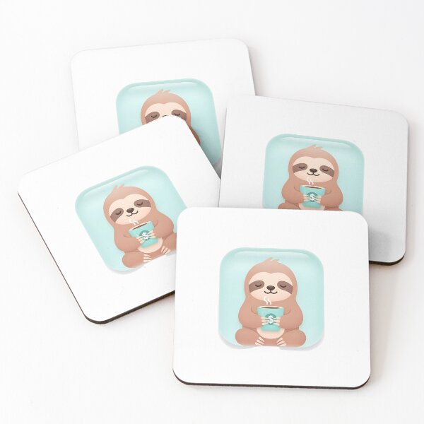 Item preview, Close-up of a sloth holding a steaming cup of coffee designed and sold by VerizalShop.