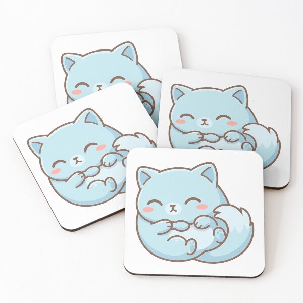 Item preview, Cute Chibi Sleeping Blue Cat Curled Up designed and sold by aacroquet.