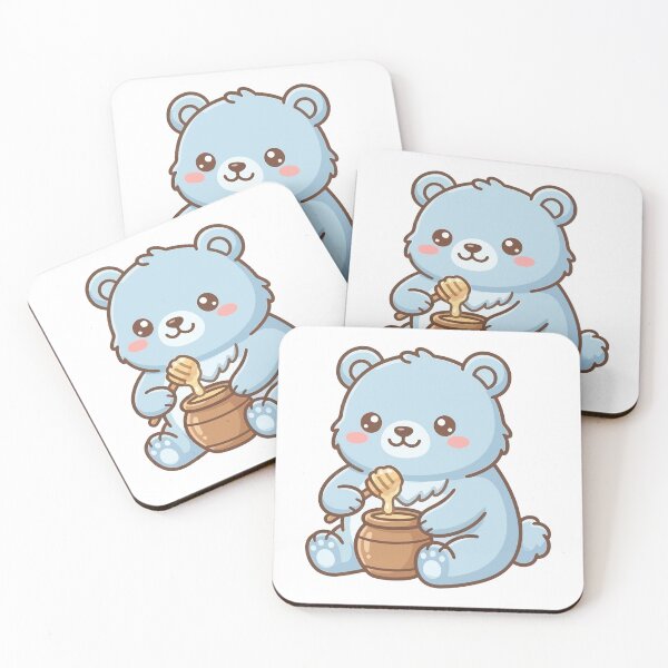 Item preview, Cute Chibi Blue Bear with Honey Pot and Dipper designed and sold by aacroquet.
