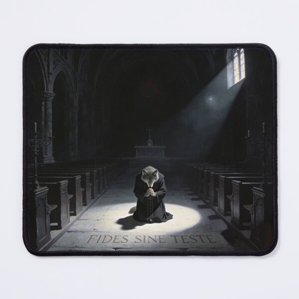 Item preview, Faith Without Witness — Dark Sacred Wolf Prayer Art designed and sold by GeoWhimsy Studio.