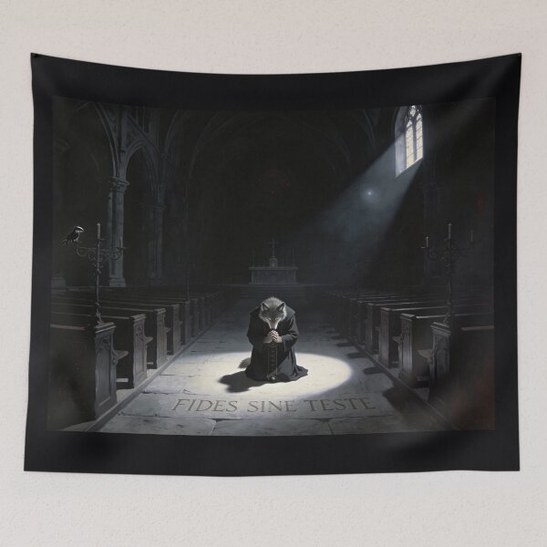 Item preview, Faith Without Witness — Dark Sacred Wolf Prayer Art designed and sold by GeoWhimsy Studio.