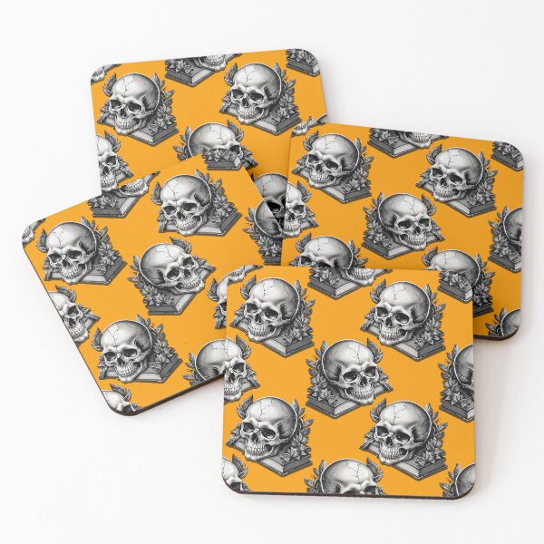 Item preview, Skulls on Books Pattern Design - Orange  designed and sold by PatternTitan.