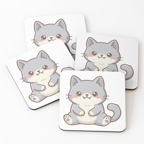Item preview, Cute Kawaii Grey Cat Vampire with Fangs designed and sold by aacroquet.