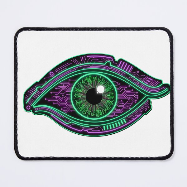 Item preview, Close-up of a human eye with a digital iris and glowing neon lines. designed and sold by VerizalShop.