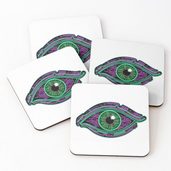 Item preview, Close-up of a human eye with a digital iris and glowing neon lines. designed and sold by VerizalShop.