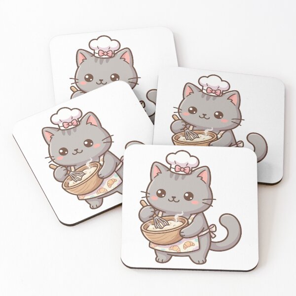 Item preview, Cute Kawaii Chef Cat Whisking Batter designed and sold by aacroquet.