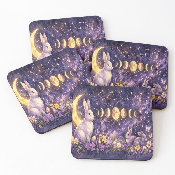 Item preview, Celestial Easter Bunny Moon Phase Art designed and sold by SasmitaStudioCo.