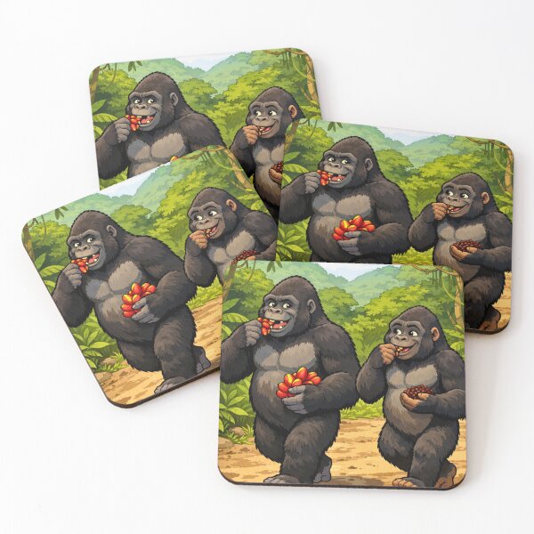 Item preview, Cross River Gorillas Eating Aframomum & Grains of Paradise Funny Jungle Cartoon designed and sold by AnimalMarvels.