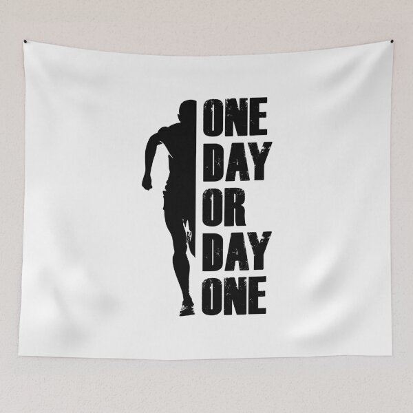 Item preview, One Day or Day One - Motivational Runner Silhouette designed and sold by 74tdesign.