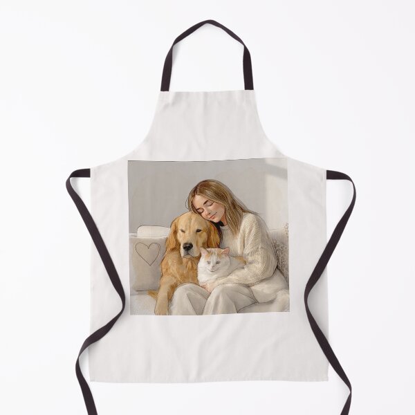 Item preview, Quiet Embrace – Woman, Golden Retriever & Cat in Minimalist Serenity #3 designed and sold by Helios Be. Lavsh.