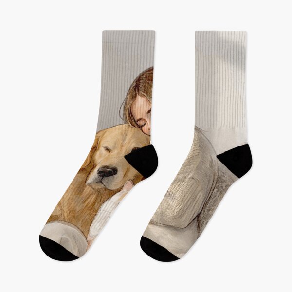 Item preview, Quiet Embrace – Woman, Golden Retriever & Cat in Minimalist Serenity #3 designed and sold by Helios Be. Lavsh.