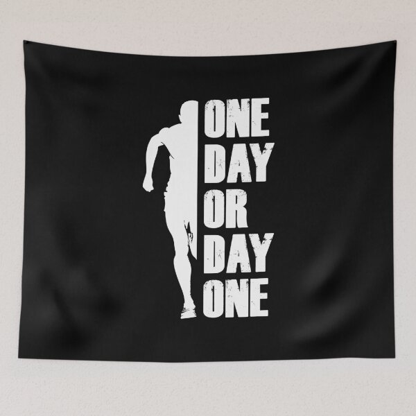 Item preview, One Day or Day One - Motivational Runner Silhouette - White designed and sold by 74tdesign.