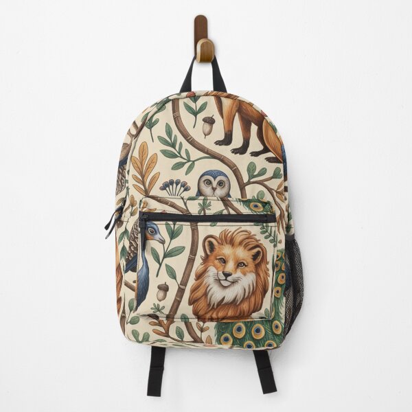 Item preview, Whimsical Woodland Animals Peacock Lion Owl Fox Seamless Pattern designed and sold by Midnight Veil Designs.