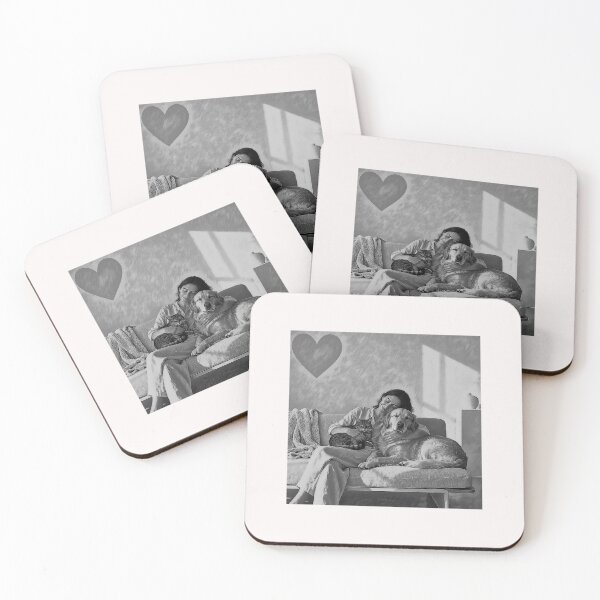 Item preview, Quiet Embrace – Woman, Golden Retriever & Cat in Minimalist Serenity #4 designed and sold by Helios Be. Lavsh.