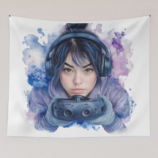 Item preview, Gamer Girl Aesthetic Art – VR Headset Illustration, Futuristic Gaming Portrait, Digital Lifestyle Design designed and sold by ChenEngEng.
