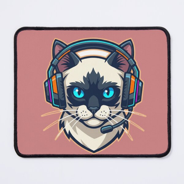 Item preview, Cyberpunk Siamese Cat Gamer with Gaming Headset designed and sold by InkWeaveShop.