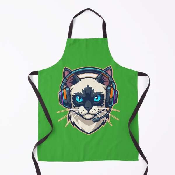 Item preview, Cyberpunk Siamese Cat Gamer with Gaming Headset designed and sold by InkWeaveShop.