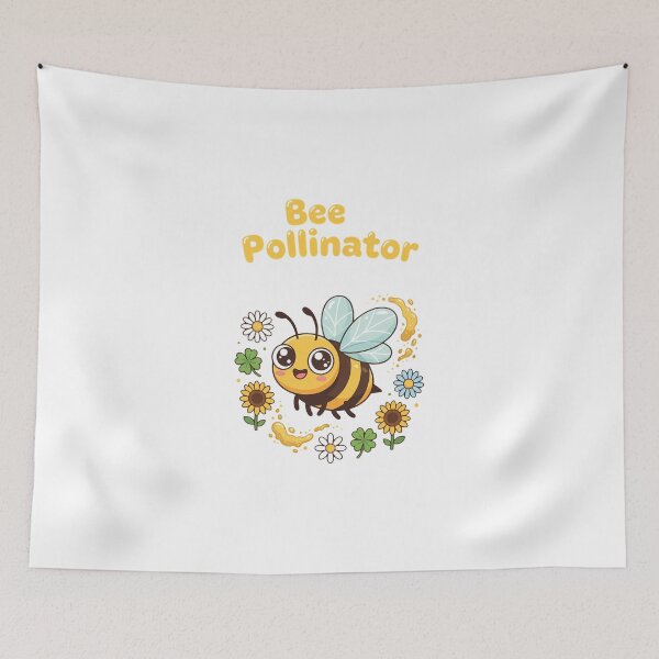 Item preview, Adorable Kawaii Bee Pollinator Hero Amidst Cheerful Flowers designed and sold by chattsuede.
