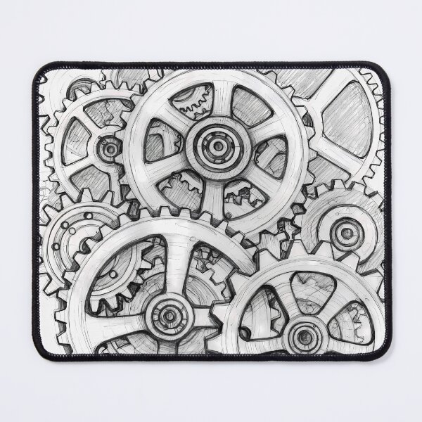 Item preview, Steampunk Gear Art – Mechanical Gears Pencil Sketch Illustration designed and sold by VAGABOND12.