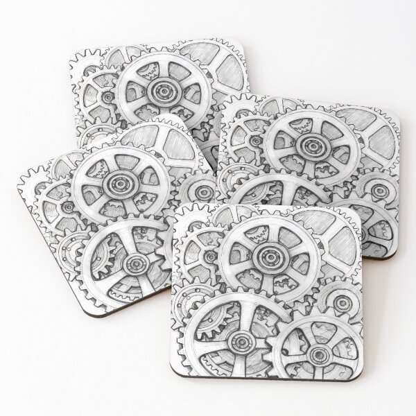 Item preview, Steampunk Gear Art – Mechanical Gears Pencil Sketch Illustration designed and sold by VAGABOND12.