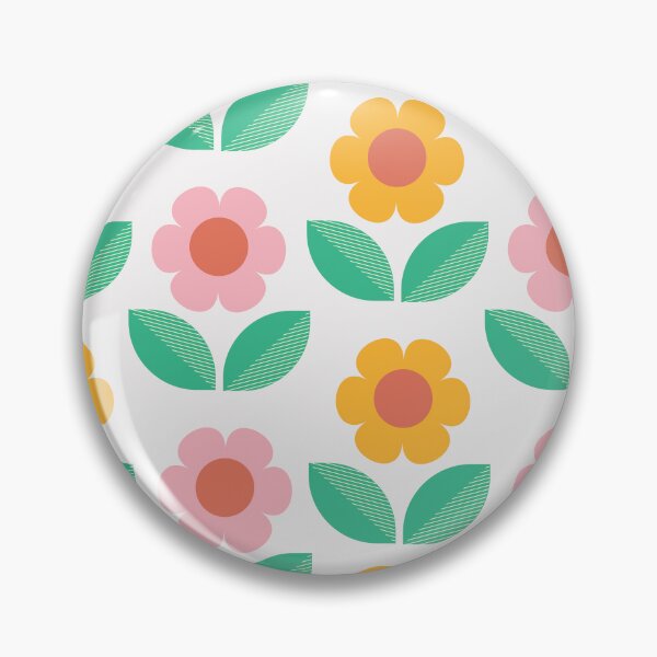 Item preview, Mid mod orange and pink flowers with jade green leaves designed and sold by Yasminepatterns .
