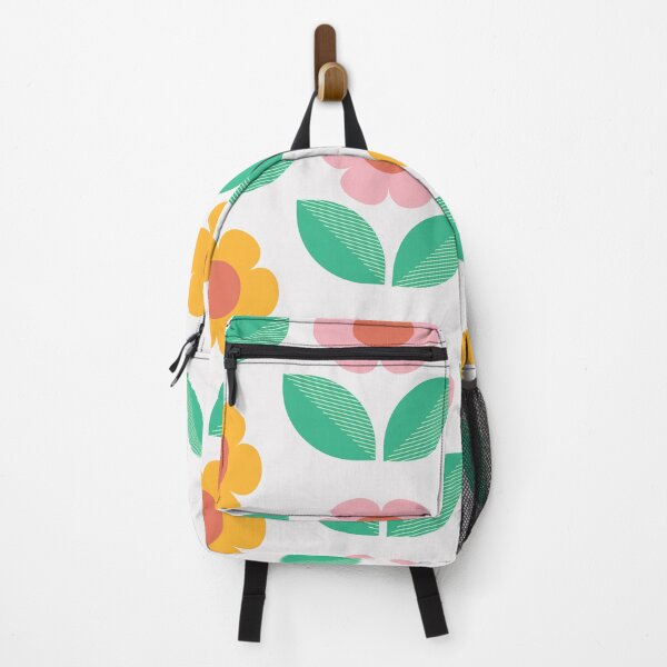 Item preview, Mid mod orange and pink flowers with jade green leaves designed and sold by Yasminepatterns .