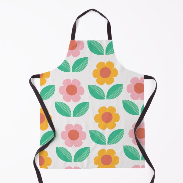 Item preview, Mid mod orange and pink flowers with jade green leaves designed and sold by Yasminepatterns .