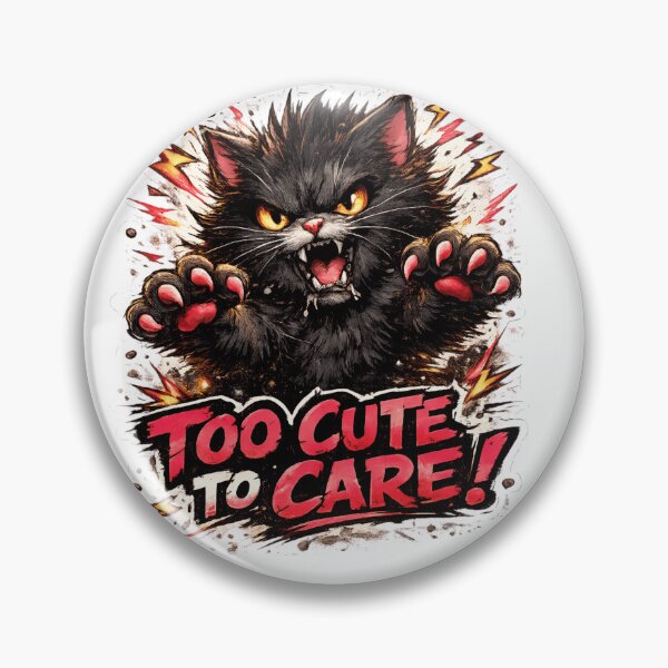 Artikelvorschau, T-Shirt-Design: Zu süß, um sich darum zu kümmern – Wütende schwarze Katze | Lustige Comic-Illustration einer süßen, aggressiven Katze entworfen und verkauft von FlipFit.