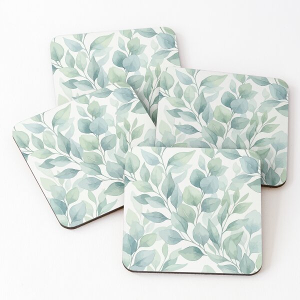 Item preview, Soft Watercolor Blue Leaves Pattern designed and sold by RidaSalArt.