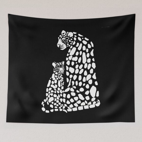 Item preview, Sacred Bond – Minimal Leopard Mother & Cub Illustration designed and sold by CreationbyNiki.