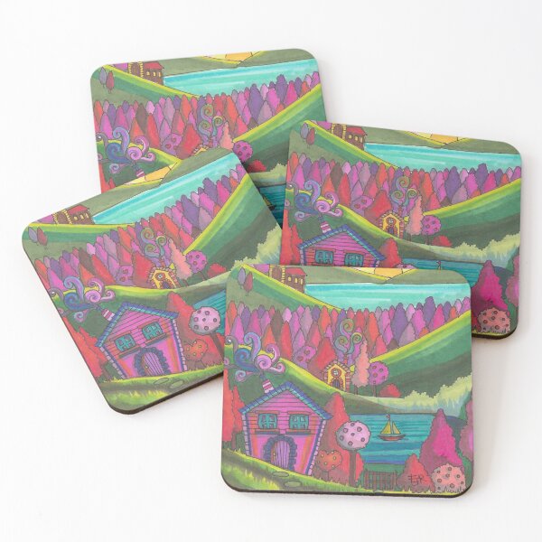 Item preview, Pink House Drawing Folk Art designed and sold by jaggerstudios.
