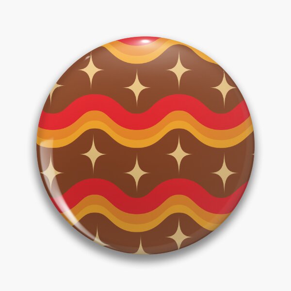 Item preview, Mid century yellow starbursts on retro 70s orange red waves pattern  designed and sold by Yasminepatterns .