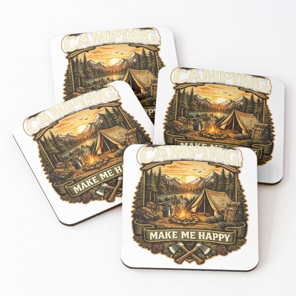 Item preview, camping adventure at sunset with fire designed and sold by komofficial.