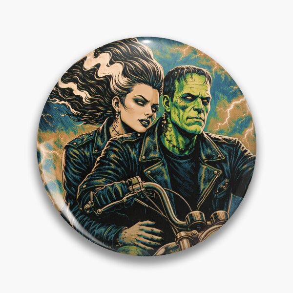Item preview, "Love Never Dies" Frankenstein and Bride Riding Motorcycle designed and sold by judgehydrogen.