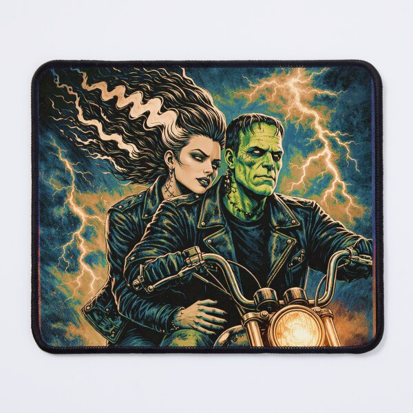 Item preview, "Love Never Dies" Frankenstein and Bride Riding Motorcycle designed and sold by judgehydrogen.