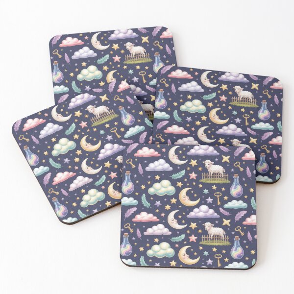 Item preview, Dreamy Moon Sheep Stars Feathers Magic Bottle Seamless Pattern designed and sold by Midnight Veil Designs.