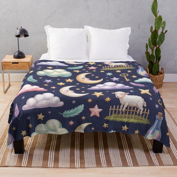 Item preview, Dreamy Moon Sheep Stars Feathers Magic Bottle Seamless Pattern designed and sold by Midnight Veil Designs.