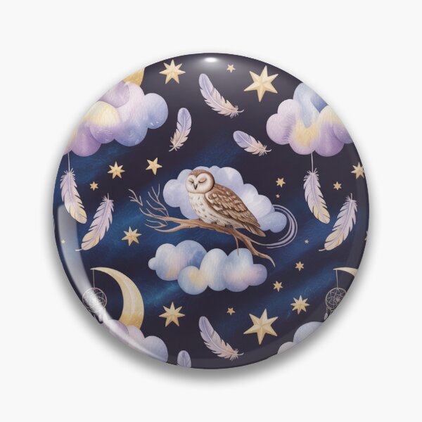 Item preview, Dreamy Moon Owls Dreamcatcher Clouds Stars Feathers Night Sky Pattern designed and sold by Midnight Veil Designs.