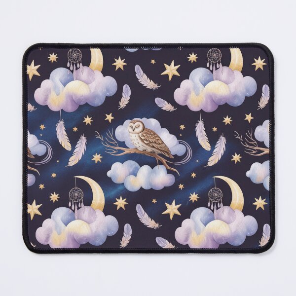 Item preview, Dreamy Moon Owls Dreamcatcher Clouds Stars Feathers Night Sky Pattern designed and sold by Midnight Veil Designs.
