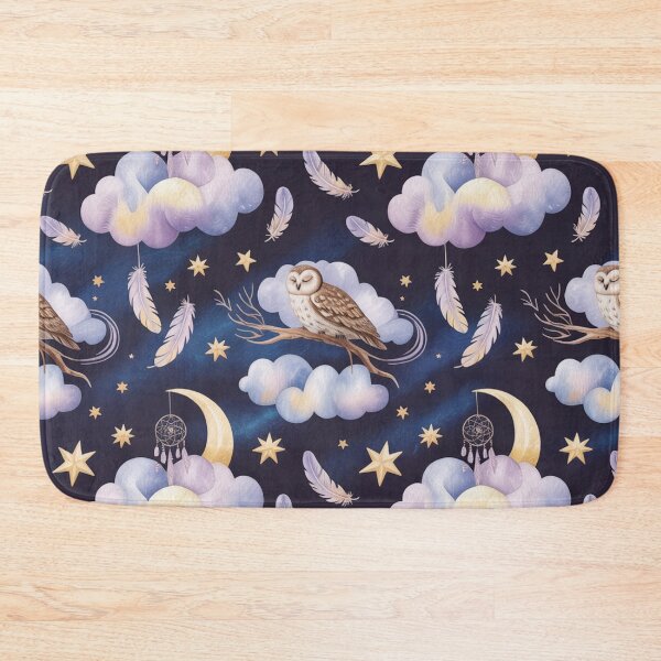 Item preview, Dreamy Moon Owls Dreamcatcher Clouds Stars Feathers Night Sky Pattern designed and sold by Midnight Veil Designs.
