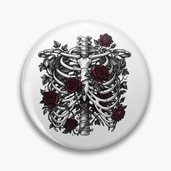Item preview, Victorian Gothic Ribcage Illustration with Dark Red Roses and Ivy designed and sold by Ich-Studio.