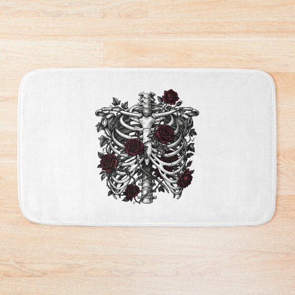 Item preview, Victorian Gothic Ribcage Illustration with Dark Red Roses and Ivy designed and sold by Ich-Studio.