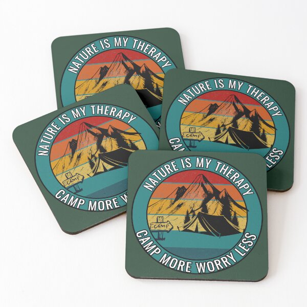 Item preview, Nature Is My Therapy Camp More Worry Less Vintage Camping Badge Outdoor Nature Lover Design designed and sold by Negisandeep studio.