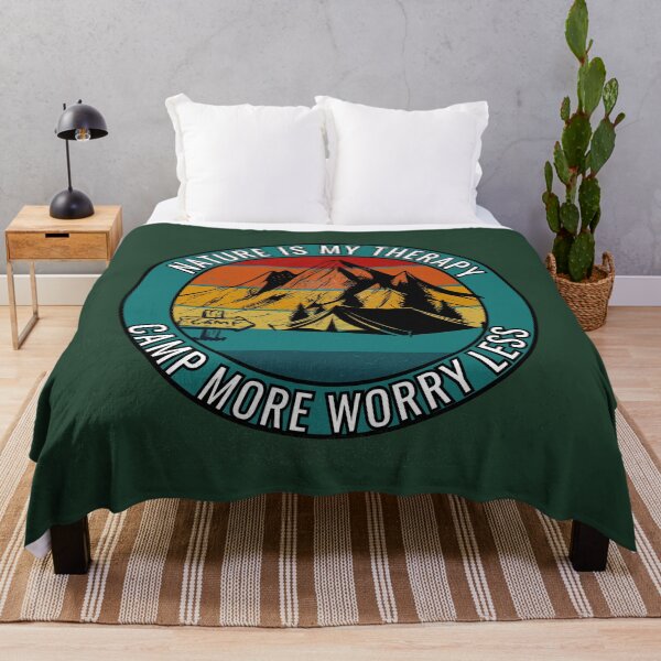 Item preview, Nature Is My Therapy Camp More Worry Less Vintage Camping Badge Outdoor Nature Lover Design designed and sold by Negisandeep studio.