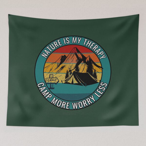 Item preview, Nature Is My Therapy Camp More Worry Less Vintage Camping Badge Outdoor Nature Lover Design designed and sold by Negisandeep studio.